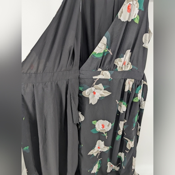 Banana Republic Floral Dress Black Magnolia Midi Wrap Dress Size 2 - Picture 6 of 8